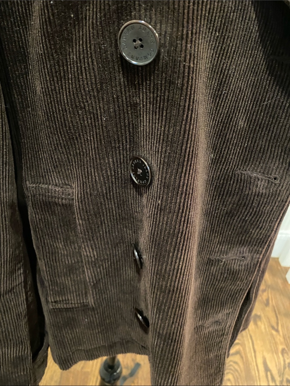 Vintage Ralph Lauren Brown Corduroy Double-Breasted Pea Coat - Picture 3 of 5
